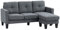 HOMCOM Ecksofa Couch mit Umkehrbarer Chaiselongue Sofa L Form Eckcouch mit Federkern, Hochdichtem Schaumstoff, Leinenoptik für Wohnzimmer, Schlafzimmer, 186 x 130 x 84 cm Dunkelgrau