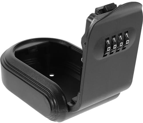 Veemoon Boîte à Clés De Sécurité Murale Petite Serrure à Combinaison 4 Chiffres, Coffre-Fort à Code Résistant pour Usage Extérieur Noir, Rangement Sécurisé pour Maison, Bureau Et Appartement