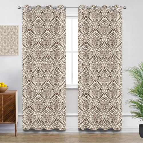 Generisch Blickdichte Gardinen Damast - Verdunkelungsvorhang Vintage Viktorianisch Barock Vorhang mit Ösen für Schlafzimmer Wohnzimmer Kinderzimmer - 2er Set - H175 x B140cm