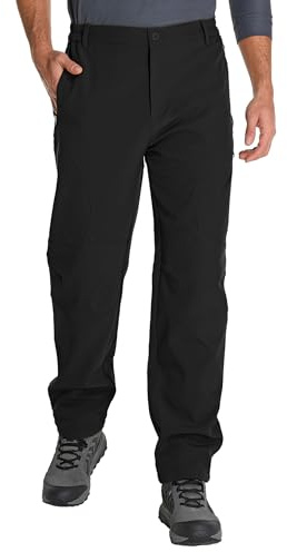 Peysuck Waterproof Hiking Trousers Men's Softshell Thermal Winter Outdoor Walking Trousers Windproof Warm Fleece Lined Snow Ski Pants with Zip Pockets Black