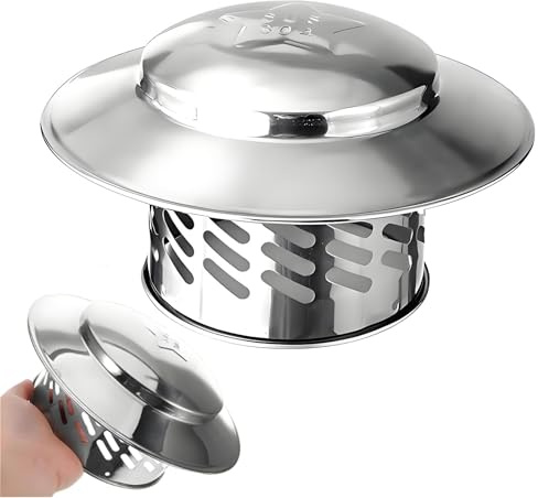 80mm-200mm Antipioggia Comignoli Del Tetto，Comignolo In Acciaio Inox Cono Con Retina Copertura, Tubo Della Stufa Topper, Del Camino Copertura Antipioggi(160mm)