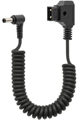 D-Tap to 5.5mm x 2.1mm DC Coiled 12V Right Angle Power Cable Compatible with Canon C70, Atomos Shogun/Ninja/Shinobi, SmallHD Indie 7, Blackmagic Video Assist, KiPRO, V-Mount & Gold Mount Batteries，59