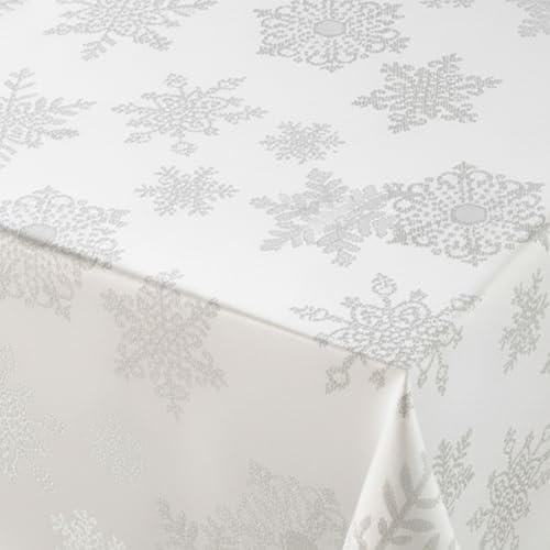 BEAUTEX Lurex Weihnachtstischdecke EIS Weiss 40x150 cm | Festliche Tischdecke für Weihnachten und Advent, pflegeleicht und dekorativ für Esstisch, Festtafel und Weihnachtsdeko