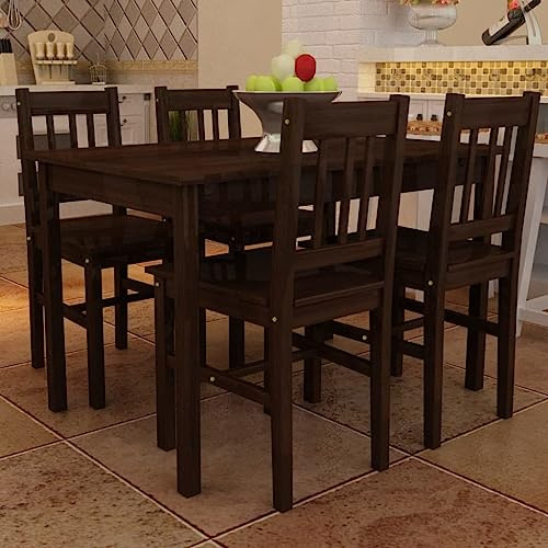 Emmtore Essgruppe Holztisch Esstisch Esszimmer Esstischset Tischset 4 Stühle Dunkelbraun
