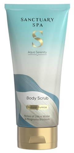 Sanctuary Spa Aqua Serenity Body Scrub, 200ml, Gentle Exfoliating Gel with Natural Pumice, Lotus Water & Magnolia Blossom – Refreshing Ocean-Inspired Fragrance for Smooth, Soft Skin