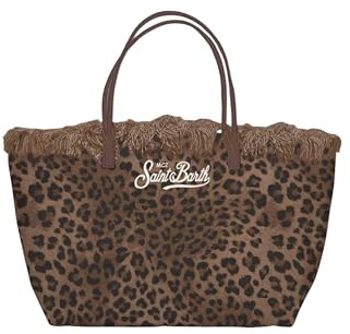 Saint Barth Mc2 Donna Borsa A Spalla CBMF001-Canvas Dark Leopard Cotone Marrone Taglia Unica