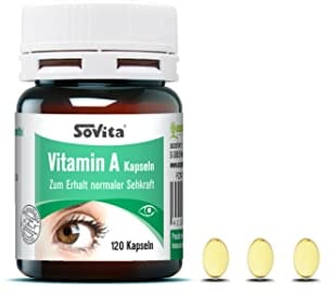 sovita Vitamin A Kapseln | 800 µg Vitamin A | Zum Erhalt normaler Sehkraft | Nahrungsergänzungsmittel | 120 Kapseln