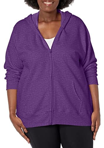 JUST MY SIZE womens Comfortsoft Ecosmart Fleece Full-zip Women's athletic hoodies, Violet Splendor Heather, 3X US