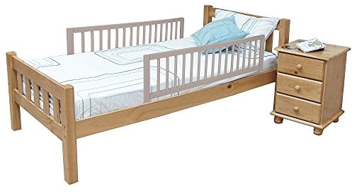 Safetots Doppelseitiger Holzbettschutz, Grau, 38cm hoch x 110cm breit, Bettgitter, Sicheres Kinderbettgeländer, Vormontiert, Einfache Installation