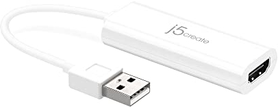 j5create USB A a HDMI Adaptador de Pantalla - USB 2.0 a HDMI 1080P Cable Convertidor Adaptador para Windows Portátil, PC (JUA195)