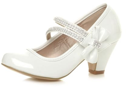 AJVANI Girls Kids Childrens Low Heel Party Wedding Mary Jane Style Hook & Loop Sandals School Shoes Size.
