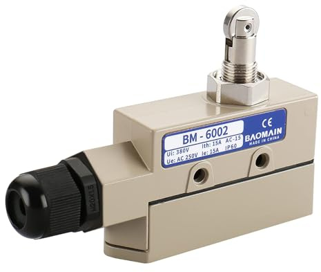 Baomain TZ-6 Sealed Limit Switch TZ-6002 Parallel Roller Plunger AC 250V 15A IP 65
