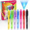 Hather 7 Stück Geheimstift mit UV-Licht Unsichtbar Schreiben Lesbar durch Licht UV Stift Mitgebsel Kinder Give Aways Kindergeburtstag Gastgeschenke Kindergeburtstag Mitgebsel für Jungen Mädchen
