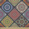 ABAKUHAUS Mandala Gewebe als Meterware, Kreise in Rechtecken, Schön Gewebten Stoff für Polster und Wohnaccessoires, 1M (148x100cm), Schwarz Mehrfarbig
