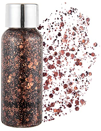 GL-Turelifes Mermaid Pailletten Chunky Glitter Liquid Lidschatten Body Gel Festival Kosmetik Gesicht Haar Nägel Make-up Long Lasting Sparkling 30 g (07# Bronze)