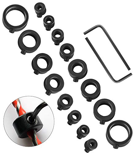 18Pcs Drill Depth Stop, Drill Bit Depth Stop Collar Set, 3/4/5/6/8/10/12/16mm Step Drill Bit Depth Stop Collar Ring Positioner Locator with Hex Wrench for Drill Bits Consistent Drilling