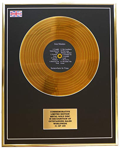 IRON MAIDEN - SOMEWHERE IN TIME METAL GOLD RECORD DISPLAY COMMEMORATIVE LTD EDITION