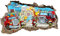 3D Wandtattoo Mauerloch Wandsticker Wandaufkleber Durchbruch Kinder selbstklebend H 60 x B 100 Schlafzimmer Kinderzimmer (WL50 Feuerwehr)