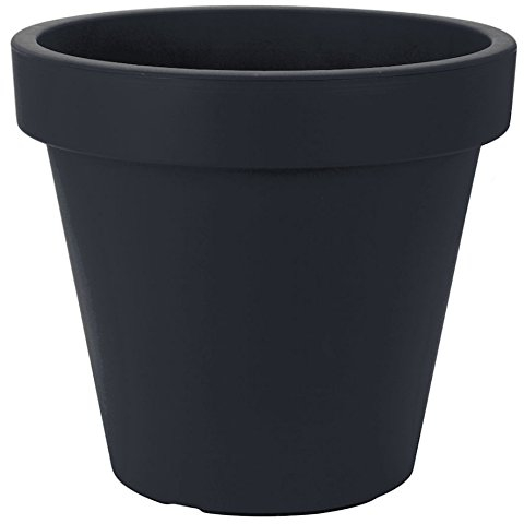 Spetebo XS Kunststoff Pflanzkübel klein - 25 cm/anthrazit - Blumenkübel rund für Außen und Innen - Garten Pflanztopf Blumentopf Pflanzgefäß Übertopf