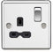 13A 1G DP Switched Socket with Black Insert - Rounded Edge Polished Chrome