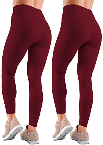 Love My Fashions Pack of 2 Women's Fleece Seamless High Waisted Leggings for Workout, Running, Tummy Control Buttery Soft Gym Yoga Stretchy Thick Pants Wine