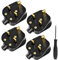 UK Plugs with 13 AMP Fused, 3 pin Mains Plug with Cord Grip Rewireable Heavy Duty Electrical Plug, Rubber Composite Plug, 4 Pack (Black)