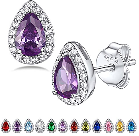 Bestyle Silber 925 Birne Kristall Ohrringe Damen, Ohrschmuck Geschenk für Valentinstag