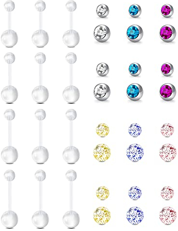 JFORYOU Schwangerschaftspiercing Bauchnabelpiercing Schwangerschaft Bauch Stecker Flexibel Kunststoff Bioflex Banane Piercing 14G 1,6mm 12/14/16/18mm