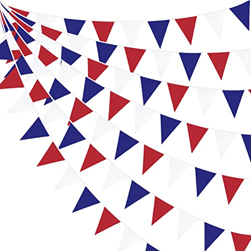 Pink Blume 10M/32Ft Bleu Blanc Rouge bannière décorations de fête Tissu Fanion Triangle Drapeau banderoles Guirlande pour France Drapeau National fête Nationale Remise des diplômes décor