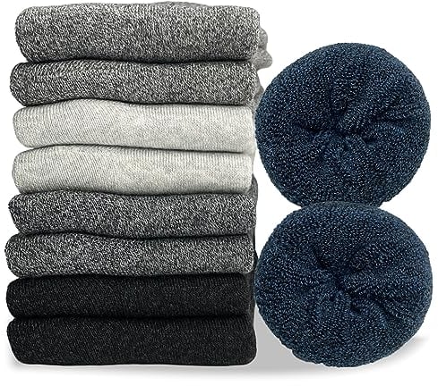 Hocerlu 5 Pairs Men Thermal Socks - Cushion Thick Warm Winter Wool Boot Socks for Hiking Walking Working, UK Size 6-11