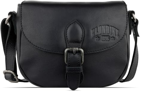 KLONDIKE 1896 Gold Kate kleine Umhängetasche, Schultertasche aus Leder in schwarz