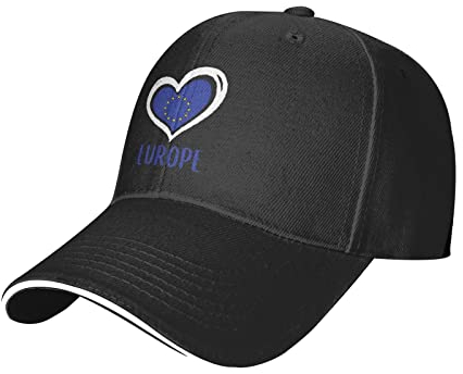 831 Damen Herren Basecap Europa-Flagge-Herz-Liebe Baseball Kappe Mütze Verstellbar Trucker Kappe Vintage Baseballkappe Für Reisen Golf Draussen