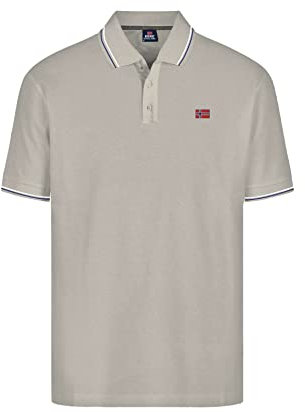 Polo Norway Uomo a Manica Corta, Colletto giricollo con righino in Contrasto, 100% Cotone