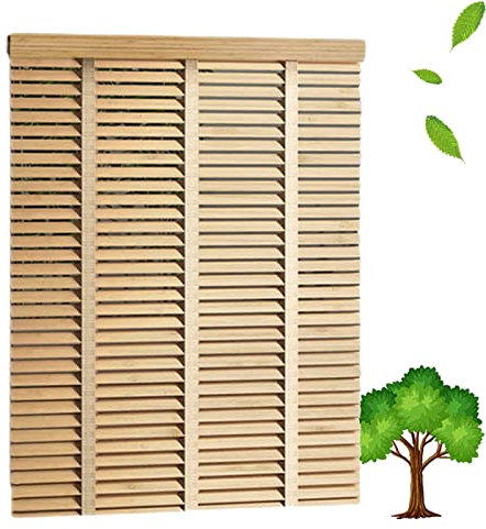 Tenda Veneziana in Legno Naturale,Tende Orizzontali Per Interni,Persiane Oscuranti/Isolanti,Tende Veneziane in Legno Massiccio Per Finestre 50/60/70/80/90/100/110/120/140cm,W×H-110x112cm/43x44in