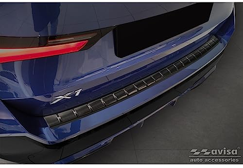 Avisa Protection de seuil arrière inox noir compatible avec BMW X1 U11 M-Sport 2022- 'Ribs'
