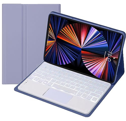HEUCYL Funda con Teclado Táctil para Tableta Xiaomi Redmi Pad Se De 11 Pulgadas 2023 Lanzamiento, Teclado Español Ñ Desmontable Retroiluminado 7 Colores, Estuche con Soporte Multiángulo,Púrpura