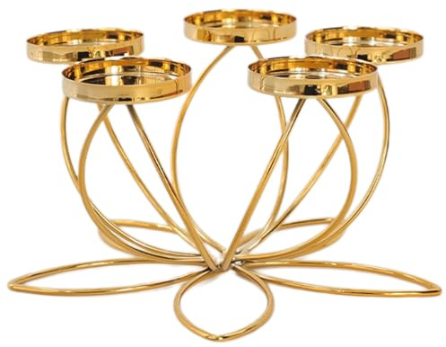 SADOMAIN Lotus Adventsleuchter 15 x 10 cm - für 4 Stumpenkerzen - Weihnachts Kerzenständer aus Metall - Vintage Deko Kerzenständer Wohnzimmer Weihnachtsdeko Tischdeko (5-Armiger)