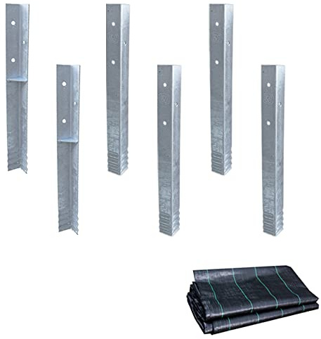 Wickey SolidLock Ancre d’angle en acier galvanisé à chaud pour tours de jeux, balançoires, maisons sur pilotis - Lot de 6 ancres avec vis et toile anti-mauvaises herbes - Ancre au sol, Erdanker