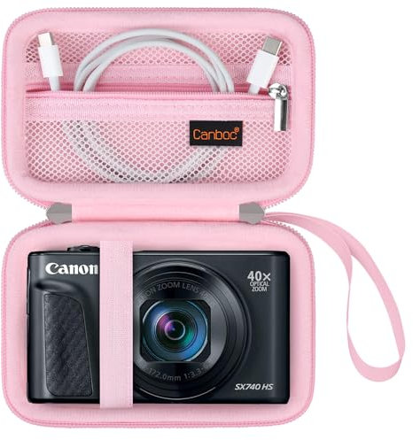 Canboc Carrying Case for Canon PowerShot SX740 SX730 SX720 SX620 G7X Digital Camera, Point and Shoot Vlogging Camera Bag, Zipper Mesh Pocket fits USB Cable, Batteries, Pink