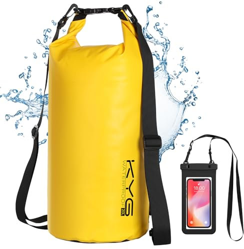 KYG Waterproof Dry Bags, 20L Yellow, with Waterproof Phone case