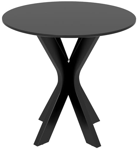 HOMCOM Esstisch 78 x 78 cm Runder Küchentisch für 2 Personen Esszimmertisch mit Spider-Stahlgestell Kaffeetisch für Küche, Esszimmer und Wohnzimmer Schwarz