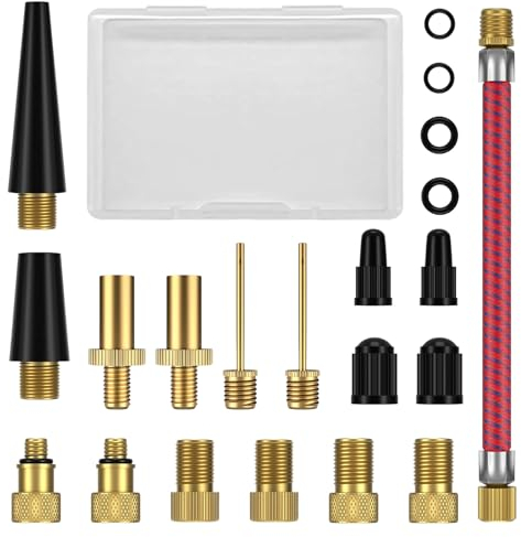 ZUOQIANG Embout Pompe Velo, 21 Pcs Adaptateur de Valve de Vélo DV AV SV, Adaptateur de Pompe à Vélo,Vélo Pompe Valve Connecteurs, Adaptateur d'aiguille de Pompe