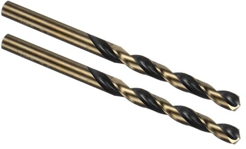 Kozelo 2PCS Twist Drill Bit - [7mm/0.28] Titanium Nitride High-Speed Steel Round Shank Jobber Bit Set Black Gold for Metal Wood Plastic Steel Use, 70mm / 2.76 Blade Length