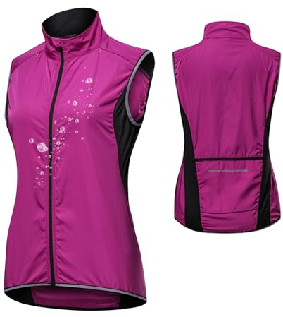 MODRYER Fahrradweste Damen Reflektoren Laufweste Atmungsaktiv MTB Radweste Wasserdicht Atmungsaktiv Ärmellose Jacke Leicht Softshellweste Winddicht Sportweste,Purple-4XL