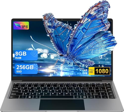 bvate PC Portatile 14 Win 11 Notebook 256 GB ROM Supporta l'espansione SSD 1TB 8GB RAM 2.4G+5G WiFi 1080 FHD BT4.2 USB HDMI con mouse senza fili & adesivi per tastiera Italiana-Grigio