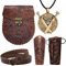 Wikinger Kleidung, 6 Stk Mittelalter Kleidung Damen Herren, Armschutz Bogenschießen, Armschienen Mittelalter, Mittelalter Gürtel Damen, Wikinger Deko für Halloween Cosplay Wikinger Kostüm(D)