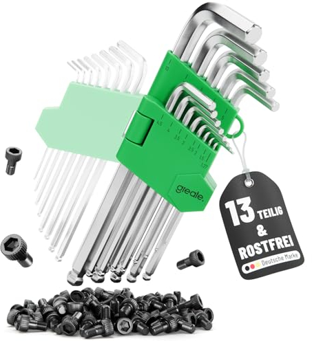 greate juego llaves allen con cabeza esférica 13 piezas - llaves allen profesionales de 1,27 a 10 mm en acero CRV con soporte plegable robusto