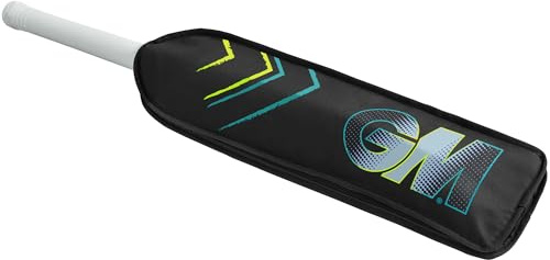 Gunn & Moore GM | Cricket Bat Cover | Fits One Full Size Bat | Protects Blade from Accidental Damage | Black with Aion Cyan & Fluoro with GM | Logo