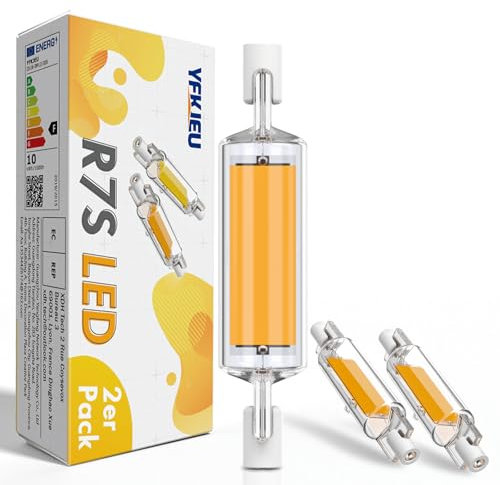 YFKJEU R7S LED 78mm Dimmbar Lampe, 10W LED R7S 78mm Leuchtmittel Birne Glühbirne, R7S LED Bulbs Ersetzt 100W Halogen, AC 220-240V/1530lm (2pcs Warm White, 78mm)