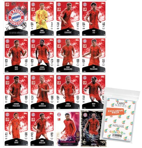 Bundle mit Topps Match Attax Bundesliga - 2024/25 - Mannschaftspaket - FC Bayern München + Exklusive Collect-it Hüllen